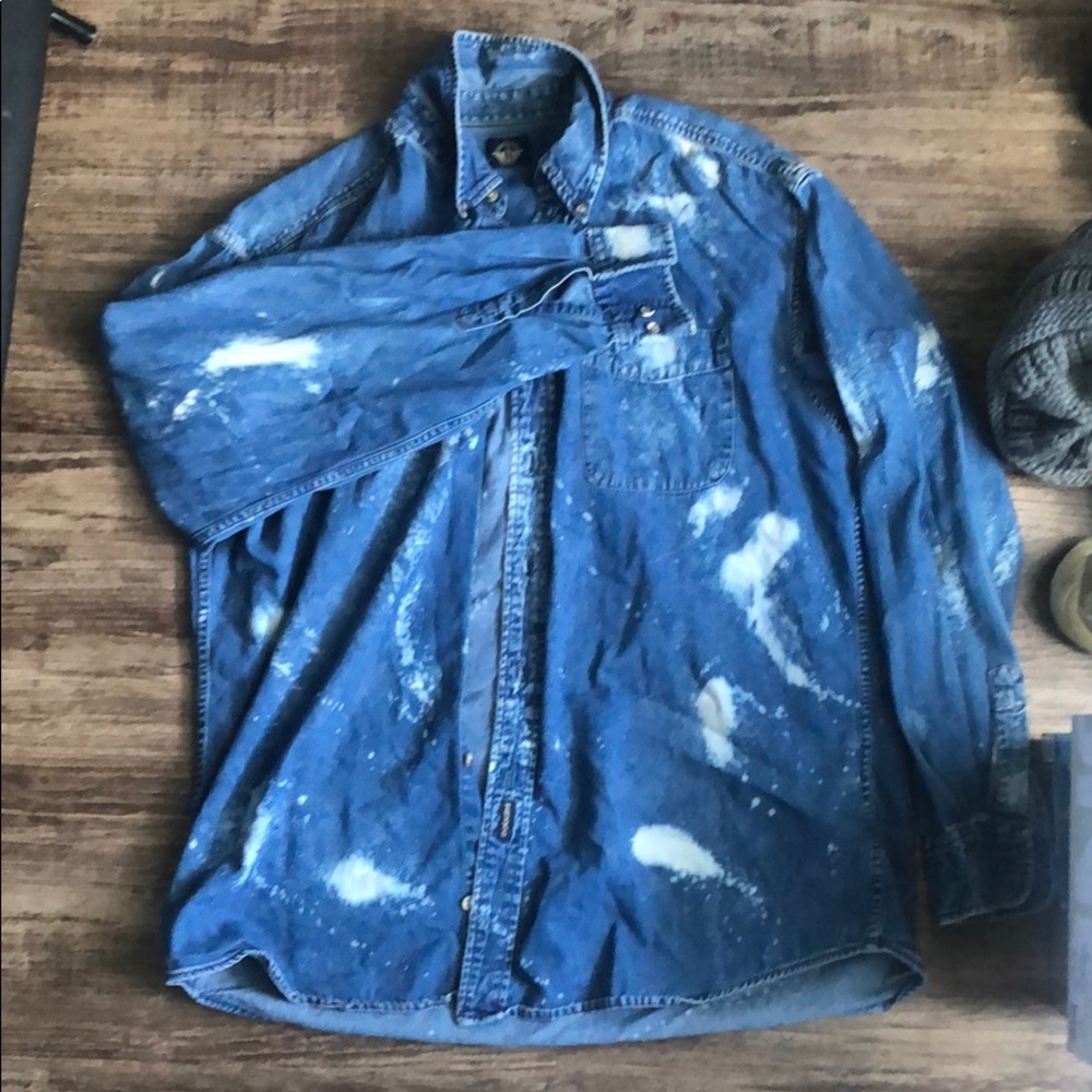 BLEACHED DENIM BUTTON UP